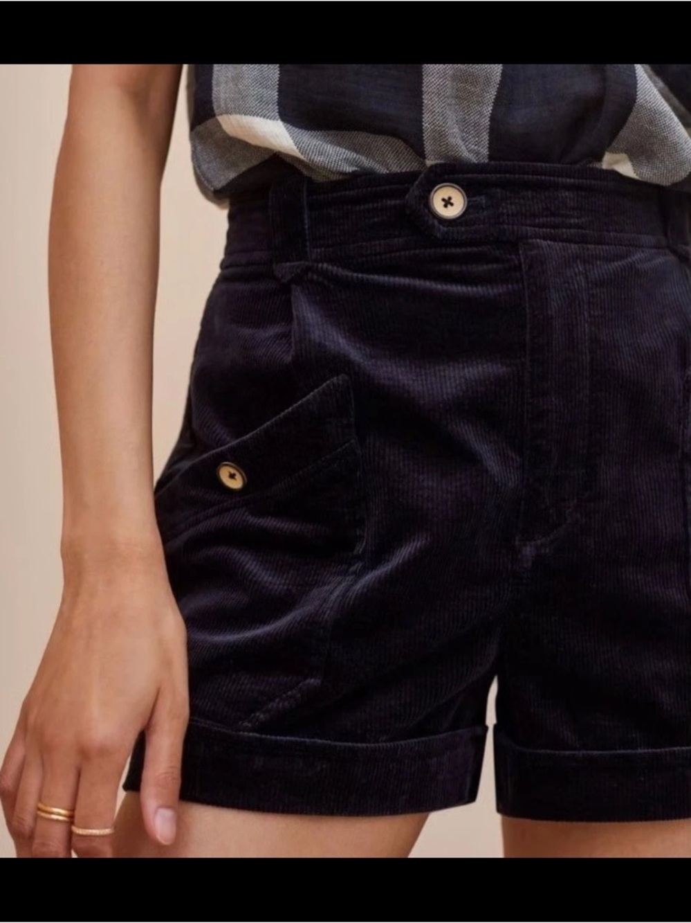 NWT Maeve Anthropologie High Waist Corduroy Shorts Women’s 6 29W Sailor Black
